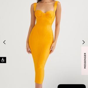 CHARLENE by House of CB, TANGERINE BANDAGE MIDI DRES, worn once, cocktail, party